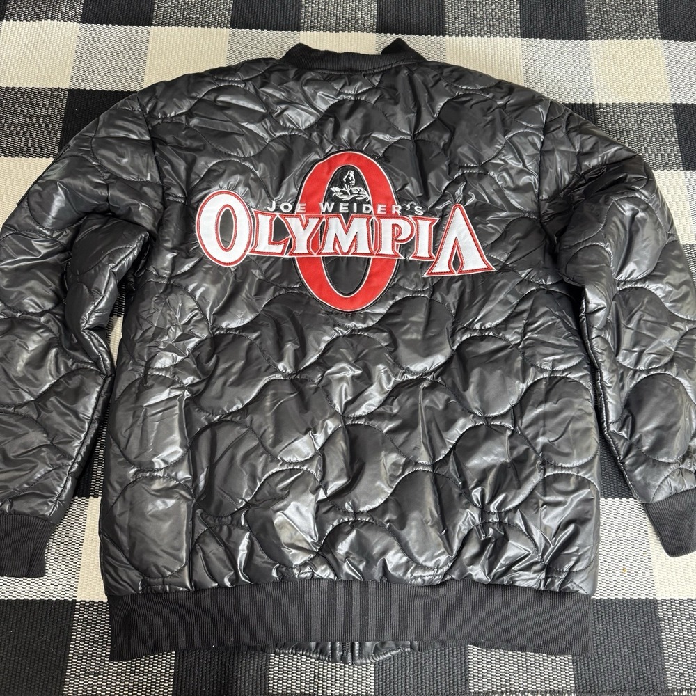 JOE WEIDER 55th MR. OLYMPIA BODYBUILDING QUILTED BOMBER FULL ZIP JACKET MENS LRG